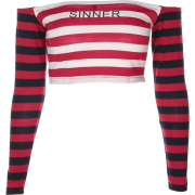 stripes hit color sexy strapless T-shirt - T-shirts - $18.99 