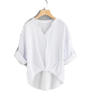 stripped dip hem blouse - Túnicas - 