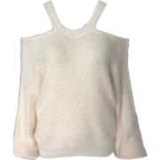 sweater solid color round neck knit top - Pullovers - $25.99 