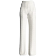 white ribbed knit pants - Pantalones Capri - 