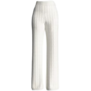 white ribbed knit pants - Capri & Cropped - 