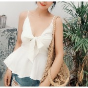 woven knotted strapless shirt top - My时装实拍 - $25.99  ~ ¥174.14