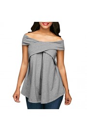 2018 Women Off The Shoulder Shirts Short Sleeve Tops Sweatshirt Pullover Blouse - My look - $7.49 