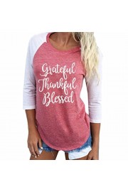 2018 Womens Fashion Thankful Blouse Grateful Blessed Baseball T-Shirt by Topunder - Moj look - $6.99  ~ 6.00€