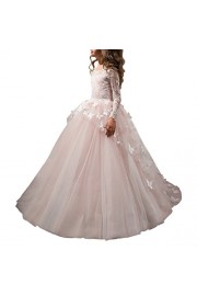 ABaowedding Flower Girls' Dress for Wedding Butterflies Long Sleeve Princess Dress - Il mio sguardo - $38.99  ~ 33.49€