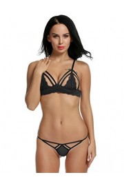 ADOME Lingerie Mesh Leather Bra and Panty Sets with Skirt 3 Pieces Set - My look - $3.99 