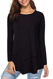 AMZ PLUS Casual T-Shirt Scoop Neck Long Sleeve Asymmetrical Hem Plus Size Blouse Top - My look - $21.99 
