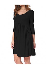 AMZ PLUS Plus Size Scoop Neck 3/4 Sleeve Pleated Tunic Casual Midi Dress for Women - My look - $17.99  ~ £13.67