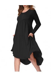 AMZ PLUS Plus Size Scoop Neck Long Sleeve Pleated Tunic Casual Dress for Women - My look - $13.99 
