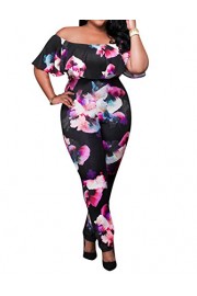 AMZ PLUS Sexy High Waist Plus Size Off Shoulder Floral Romper Jumpsuits for Women - My look - $16.99  ~ £12.91