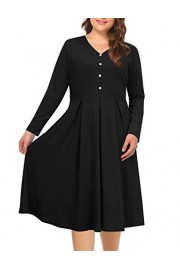 AMZ PLUS Women's Casual V Neck Long Sleeve Solid Knitted Plus Size Pleated Party Dress (XL-5XL) - My look - $22.99  ~ £17.47