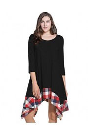 AMZ PLUS Women's Plus Size 3/4 Sleeve Irregular Hem LooseTunic Tshirt Dress(2XL, Black£ - My look - $16.99 