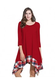 AMZ PLUS Women's Plus Size 3/4 Sleeve Irregular Hem LooseTunic Tshirt Dress(5XL, Red) - My look - $16.99 