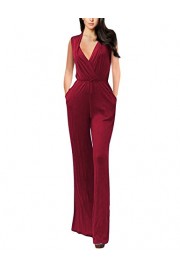 AMZ PLUS Women's Plus Size Sexy Deep V Neck Long Sleeve Jumpsuits Rompers with Pocket - My look - $26.99 