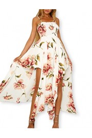 AOOKSMERY Women Elastic Off-The-Shoulder Sleeveless Floral Print Asymmetrical Dresses - Mein aussehen - $20.99  ~ 18.03€