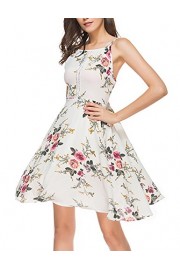 AOOKSMERY Women Elegance Spaghetti Straps Hollow Out Floral Print Short Dress - My look - $20.99 