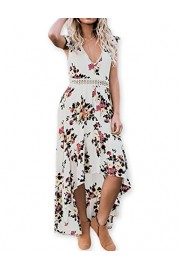 AOOKSMERY Women Ruffles Lace Splicing V-Neck Sleeveless Floral Print Maxi Dress - Moj look - $20.99  ~ 18.03€