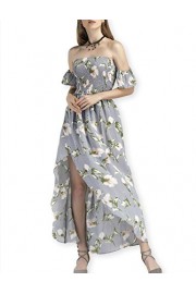 AOOKSMERY Women Summer Floral Casual Off Shoulder Ruffle Irregular Dress - Moj look - $24.89  ~ 21.38€