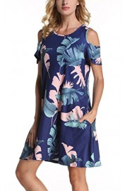 ARANEE Women's Casual Plain Floral Print Pocket T-Shirt Loose Dress - My look - $6.90 