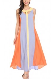ARANEE Women's Sleeveless Loose Contrast Beach Long Maxi Sundress Dress - My look - $19.90 