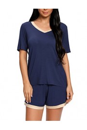 ARANEE Women's Soft V-Neck Sleepwear Short Sleeve Nightwear Pajama Set - My look - $16.90  ~ £12.84