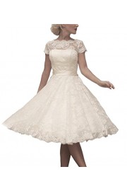 Abaowedding Women's Cocktail Dress Floral Lace Knee Length Short Formal Wedding Bridal Gown - Il mio sguardo - $65.99  ~ 56.68€