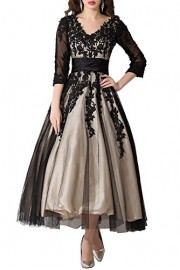 Abaowedding Women's Lace Applique Tea-Length Mother of Bride Dresses Prom Gowns - Mi look - $92.99  ~ 79.87€