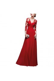 Abaowedding Women's Lace Deep V Long Sleeve Bridesmaid Prom Evening Dresses - Моя внешность - $39.00  ~ 33.50€