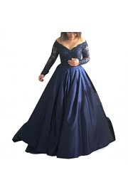 Abaowedding Women's Long Evening Dress Lace Sleeve V Neck Ball Prom Gowns - Mi look - $89.99  ~ 77.29€