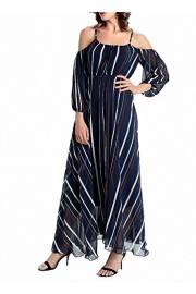 Afibi Womens Off Shoulder Long Chiffon Casual Dress Maxi Evening Dress - My look - $25.35 