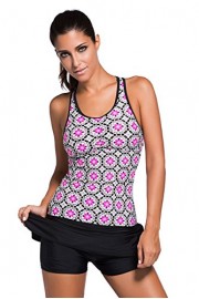 Aleumdr Women's Abstract Print Racerback Tankini Skirt Skort Swimsuit S - XXXL - Moj look - $35.99  ~ 228,63kn