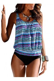 Aleumdr Women's Push up Padded Printed Tankini Top Sets Swimwear - O meu olhar - $13.99  ~ 12.02€