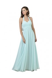 Alicepub Halter Long Bridesmaid Dress A-Line Formal Gown Chiffon Evening Dress for Women - O meu olhar - $139.99  ~ 120.24€