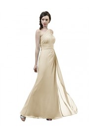 Alicepub Long Pleated Chiffon Bridesmaid Dress One Shoulder Party Evening Prom Gown - My look - $49.99 