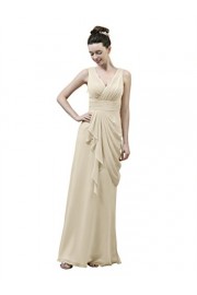 Alicepub V-Neck Chiffon Bridesmaid Dress Prom Gown Long Bridal Party Evening Dress - Moj look - $69.99  ~ 444,62kn