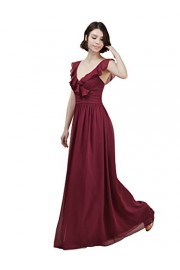 Alicepub V-Neck Long Bridesmaid Dress Maxi Evening Party Prom Gown with Ruffles - Mój wygląd - $139.99  ~ 120.24€