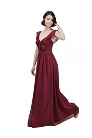 Alicepub V-Neck Long Bridesmaid Dress Maxi Evening Party Prom Gown with Ruffles - Il mio sguardo - $139.99  ~ 120.24€