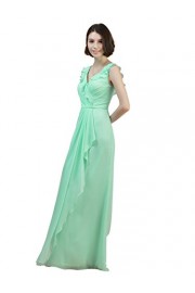 Alicepub Women's Long Bridesmaid Dress V-Neck Evening Party Prom Dress with Ruffles - My look - $139.99 