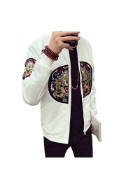 Allonly Men's Vintage Dragon Embroidery Chinese Stylish Bomber Jacket Casual Windbreaker Jacket - Mi look - $35.21  ~ 30.24€