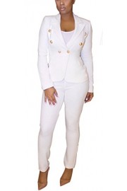 Allonly Women's Double Breasted Button Jacket Pants Suit Business - Moj look - $33.90  ~ 29.12€