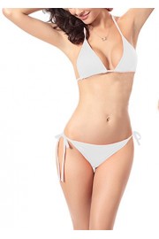 Allonly Women's Solid Halter Backless Tie Side Bottom Triangle 2PCS Bikini Sets Sexy Underwear Bathing Suit - My look - $5.96  ~ £4.53
