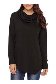 AlvaQ Women Button Detail Asymmetric Cowl Neck Pullover Sweatshirt - O meu olhar - $15.99  ~ 13.73€