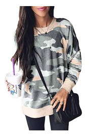 AlvaQ Women Camo Printed Casual Long Sleeve Sweatshirts Blouses Tops - Moj look - $9.99  ~ 63,46kn