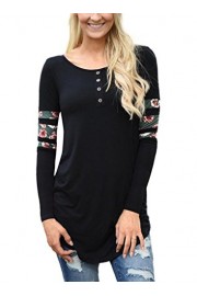 AlvaQ Women Floral Print Long Sleeve Front Buttons T-Shirt Tunic Tops - Mein aussehen - $17.99  ~ 15.45€