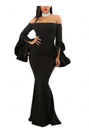 AlvaQ Women Off Shoulder Bell Sleeves Party Evening Gown Mermaid Maxi Dress - Moj look - $29.99  ~ 190,51kn