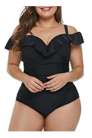 AlvaQ Women Ruffle Off Shoulder Ruched One Piece Swimsuit Monikini Swimwear - Moj look - $15.99  ~ 101,58kn