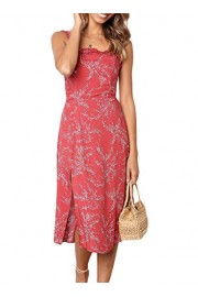 AlvaQ Women Summer Botanical Print Spaghetti Strap Split Swing Midi Dress - Moj look - $17.99  ~ 114,28kn