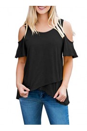 AlvaQ Women Summer Short Sleeve Cold Shoulder T-Shirt Tops Blouses (S-XXL) - My look - $15.99 