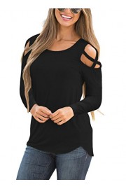 AlvaQ Women Summer Short Sleeve Strappy Cold Shoulder T-Shirt Tops Blouses (S-XXL) - Moj look - $15.99  ~ 101,58kn