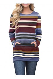 AlvaQ Women's Long Sleeve Striped Tunic Sweatshirt Tops with Pockets - Moj look - $16.99  ~ 107,93kn